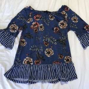 floral and striped top